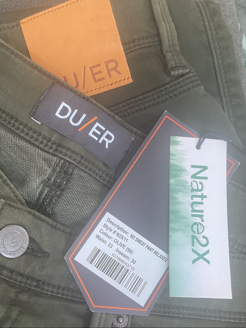 DU/ER Men Olive Green Seriously Technical Fabric NO SWEAT PANT Relaxed 33 x30 - Picture 10 of 16